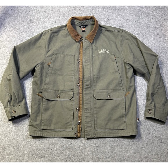Eddie Bauer Workwear Barn Chore Coat Mens XL Green Duck Canvas Jacket - Picture 1 of 16
